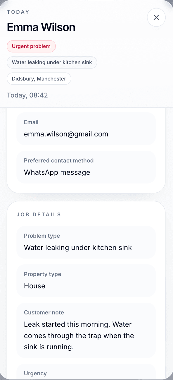 Saved request details for Emma Wilson